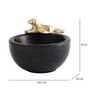 Marble Nut candy  Bowl Brass Dog embedded