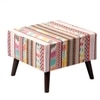 Hues Jacquard Wooden Stool in Multi Color