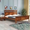 Tulsi Solid Wood King  Size Upholstered Bed Without Storage (Teak Finish)