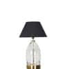 ELVORA Diamond Cut Clear Glass Table Lamp with Brass Base Black Shade