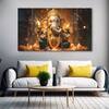 The Castle Decor Ganesh Ji Wall Art Set of 5 Wooden Framed Digital Painting 27x48 Inch