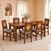Globally Indian Margaux Solid Sheesham Wood 6 Seater Dining Table Set 6 Chairs Grey