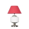 RAMZI Chrome Finish Metal And Frosted White Glass Table Lamp With Maroon Cotton Shade