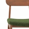 Lunar Solid Wood Dining Chair Set of 2 In Honey Finish With Moss Green Fabric Colour