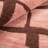 Handmade Wool Area Rug Modern Geometric Pink Brown 6 x 9 Feet Carpet
