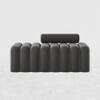 Wooden Twist Veylo Modern Line Design Bench with Round Back Pillow in Grey Colour
