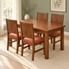 Globally Indian Shilpa Solid Sheesham Wood 4 Seater Dining Table Set 4 Chairs Terracotta Orange