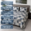 Fina Blue & White Geometric 400 TC Cotton Flat Super King Size Bedsheet with 2 Pillow Covers – Threads