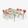 Dastoori Ceramic Tile Outdoor Dining Table with Six Chairs in Beige Colour