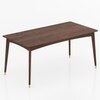 Saar Teak Wood 6 Seater Compact Dining Table with 6 Saar Teak Wood Dining Chair (Finish: Espresso Teak, Colour: Macadamia Brown)