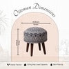 Botanic Fabric Wooden Ottoman in Blue Color