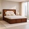 Nayra Solid Wood Compact King Bed Box Storage Provincial Teak Finish Mattress 72 x 72 Inches
