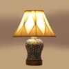 Devansh Off-White Cotton Shade Curtain  Lamp With Wood & Mosaic Glass Base For Decoration/Office/Home/Gifting/Study For Decoration/Office/Home/Gifting/Study