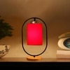 Devansh Red Cotton Drum Wooden & Iron Table Lamp -17 Inch Height  -C