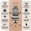 Marvel Pro Ergonomic High Back Study Chair with Legrest in Grey Colour