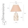 BURFORD Small Distress White Finish  Wood Table Lamp With Beige Cotton Shade