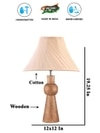 Devansh Off-White Cotton Vintage Cross Pleated Lamp With Wood Base (12X19.25)