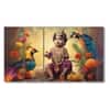 The Castle Decor Bal Gopal Wall Painting Wooden Framed 27x48 Inch (Style 6)