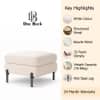 Doe Buck Luxe Boucle Square Ottoman in White Colour with Black Metal Legs