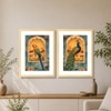 Mughal Parrot Peacock Jharokha Set of 2 Framed Posters 45x60 cm