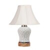 Devansh Off-White Cotton Shade Lamp With Wood & Mosaic Glass Base For Decoration/Office/Home/Gifting/Study For Decoration/Office/Home/Gifting/Study