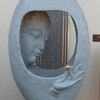 Buddha Face Shower Grey Fiber Glass Indoor Fountain With Stand