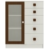 Rivera Crockery Unit-cum-Chest of Drawers with 5 Drawers and Toughened Glass Ivory - Coffee Walnut