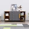 Hexa Red Multipurpose Storage Cabinet With 4 Drawer 3 Door in Giant Wood And Slate Grey Colour