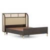 Fiji Wingback Cane and Solid Wood Queen Size Non-Storage Bed in Almond beige