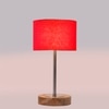 Devansh Red Cotton Table Lamp With  Natural  Wood Base  & Steel Pipe (7X17 Inches)-4