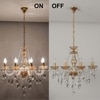 Vela 8 Arm Ceiling Chandelier In Brass  & Clear Finish With Glass Crystal Drops & Trim