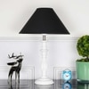 Lorette hand crafted Solid wood white finish table lamp With White Cotton Shade