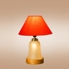 Devansh Conical Orange Cotton Shade Lamp With Wood & Mosaic Glass Base For Decoration/Office/Home/Gifting/Study For Decoration/Office/Home/Gifting/Study -(10X10X14.5) Inches -A
