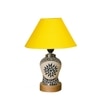 Devansh Conical Yellow Cotton Shade Lamp With Wood & Mosaic Glass Base For Decoration/Office/Home/Gifting/Study For Decoration/Office/Home/Gifting/Study -(10X10X14.5) Inches -A
