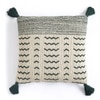Amara Charcoal Green  And Natural Cotton Cushion Cover 18X18 Inches