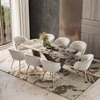 Paloma 8 Seater Spanish Ceramic Dining Table With 8 Calix Dining Chairs (Finish : Spanish Ceramic, Chair Colour : Beige)
