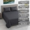 Kian Slate Grey Solid Plain 400 TC Cotton Satin Flat Super King Size Bedsheet with 2 Pillow Covers – Threads