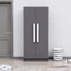 Hexa Red Wooden 2 Door Wardrobe with 4 Shelves in Slate Grey Colour