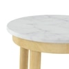 Elva Solid Wood and Banswara Marble Side Table In Natural Oak Finish