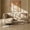 Modernelegance Wood Right Aligned 3-Seater With Upholstery Non Storage Sofa In Grey Colour