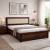 Mapleton Solid Wood Queen  Size Upholstered Bed With Hydraulic Storage (Provincial Teak Finish)
