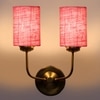 Devansh Metal Electric Wall Light in Gold Colour with Pink Shade Count of 2 Lights