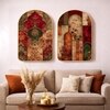Mughal Architecture Floral Wall Art Painting Set of 2 with Gold Frame 16 x 24 Inch
