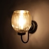 Devansh Metal Electric Wall Light in black Colour with Lavender Shade Count of 1 Light