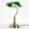 Lawyer Antique Brass Metal and Glass Study Table Lamp