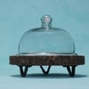 Ireka Homes Vriksha Acacia Wood Cake Stand with Glass Dome