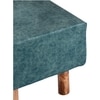Verona Solid Wood Pouf Stool in Textured Cyan Blue Jackard fabric