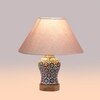 Devansh Conical Grey Cotton Shade Lamp With Wood & Mosaic Glass Base For Decoration/Office/Home/Gifting/Study For Decoration/Office/Home/Gifting/Study -(10X10X14.5) Inches -A