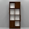 8 Shelves Semi Open Multipurpose Matrix Kitchen Cabinet In Asian Walnut Finish