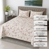 Cream Floral 400 TC Cotton Flat Queen Size Bedsheet With 2 Pillow Covers Threads